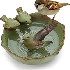 MCBOSON Retro Keramik Vogelbad für draußen Garten Balkon.