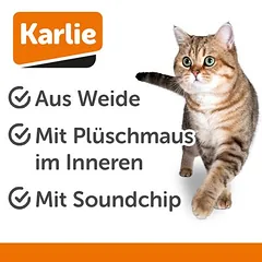 Karlie gluosnio kamuoliukas su pele su garso lustu, žaislas katėms, 1 vnt. — 2 nuotrauka