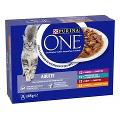 PURINA ONE ADULT drėgnas maistas katėms, ekonominė pakuotė 24 x 85 g