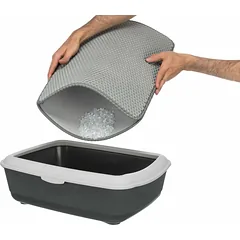 Trixie Cat Litter Tray Sieve-Mat, EVA, dvigubo sluoksnio kačių tualeto kilimėlis, pilkas, 58 x 75 cm — 3 nuotrauka