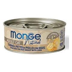 Monge Natural – Wet Cat Cans Tuna & chicken with corn 80 g