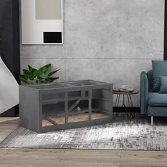 Nykštukinių žiurkėnų narvelis, graužikų narvas, medinis, užrakinamas, lengvai prižiūrimas, 115 x 57 x 55 cm, pilkas — 2 nuotrauka