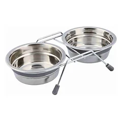 Trixie Eat On Feet Bowl Set su stovu ir dviem nerūdijančio plieno dubenėliais, 2×0.45 l, ø 13 cm