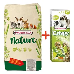 VERSELE-LAGA Cavia Nature 9kg - naminiams gyvūnėliams kavijoms + VERSELE LAGA Crispy Sticks Rabbits-Guinea Pigs Vegetsbles 110g - 2 daržovių kolbos triušiams ir jūrų kiaulytėms