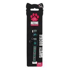 Active Cat Collar Reflective XXS atspindintis antskakalis katėms ir kačiukams su saugiu užsegimu ir varpeliu, laimo spalvos, 1×16-22 cm — 2 nuotrauka