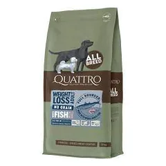 QUATTRO begrūdis visų veislių suaugusių šunų pašaras WEIGHT LOSS su balta žuvimi ir kriliumi, 12kg parduotuvėje petreon.lt