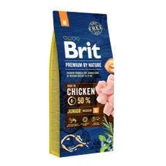 Brit Premium By Nature Junior M sausas maistas vidutinio dydžio veislių šuniukams, 15 kg