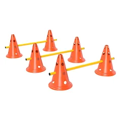 Agility rinkinys šunims: 3 kliūtys su 6 kūgiais, su nešimo krepšiu, oranžinis/geltonas