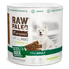 RAW PALEO Vital Pro Dental Duck Mini 100g monoproteininis funkcionalus skanėstas sveikiems dantims šunims