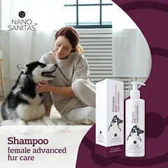 NANO SANITAS Female advanced fur care šampūnas ilgaplaukių šunų veislių patelėms, 250 ml — 2 nuotrauka