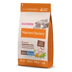 Nature's Variety Healthy Grain Kitten sausas maistas kačiukams su balta žuvimi, 1,25 kg