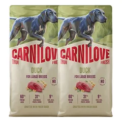 CARNILOVE True Fresh Dog Duck Adult Large Breeds 2 x 12 kg – sausas pašaras su šviežia antiena suaugusiems didelių veislių šunims