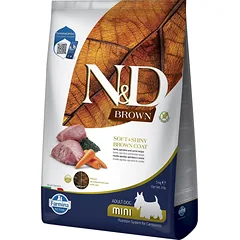 FARMINA N&D Brown Dog Adult Mini Lamb, Spirulina, Carrot 5 kg + FARMINA N&D Brown Dental Treat Coat Lamb Mini 60 g (7 vnt) DOVANŲ!