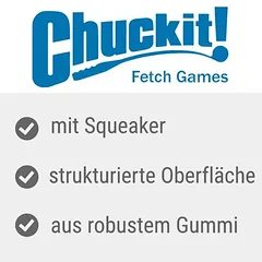 Chuckit! Ultra Squeaker kamuoliukas su pypsėjimu, žaislas šunims, Dydis M: Ø 6,4 cm — 3 nuotrauka