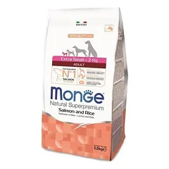 Monge Extra Small Adult Salmon And Rice sausas maistas labai mažų veislių suaugusiems šunims, 2,5 kg