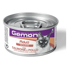 Konservuotas pašaras katėms GEMON Wet Cat Mousse Adult Salmon/Chicken 85g