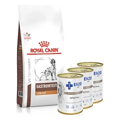 ROYAL CANIN Gastro Intestinal Low Fat LF22 12kg + ENZO VET Žarnyno dieta šunims su ėriena 3x400g