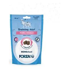 Forza 10 Mono Snack Training Adult skanėstai šunims su kiauliena, 80 g
