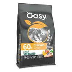 Oasy Grain Free Adult Sterilized sausas pašaras su vištiena katėms - Zoobaze