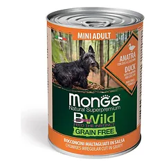 Monge BWild Mini Adult Duck, Pumpkin & Zucchini begrūdžiai konservai šunims padaže