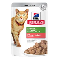 Hill's Science Plan Mature Adult 7+ Senior Vitality su vištiena ir lašiša, drėgnas maistas katėms — 4 nuotrauka