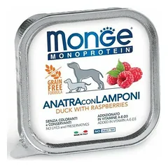 Monge Monoprotein Fruits paštetas su antiena ir avietėmis, drėgnas maistas šunims 150 g