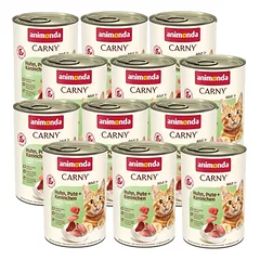 ANIMONDA Cat Carny Adult skonis: jautiena kalakutiena ir triušiena 12x400g 