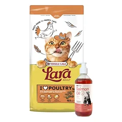 VERSELE-LAGA Lara Adult Turkey & Chicken 12,5kg - suaugusių kačių ėdalas su kalakutiena ir vištiena + LAB V Lašišų aliejus šunims ir katėms 500ml