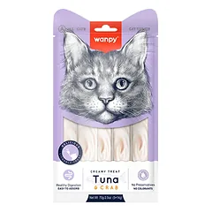Wanpy Creamy treats skanėstas katėms, su tunu ir krabais, 70 g (5x14g)