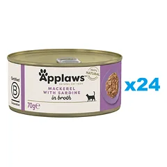 APPLAWS Cat Adult Mackerel with Sardine in Broth skumbrės ir sardinės sultinyje 24x70 g