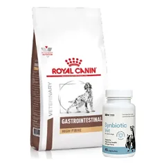ROYAL CANIN Fibre Response Gastrointestinal  šunims 2kg + LAB-V Synbiotic Vet - virškinamojo trakto sveikata ir žarnyno mikroflora šunims ir katėms 45 kapsulės