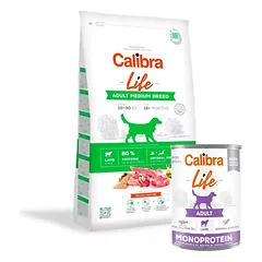 Calibra Dog Life Adult Medium Lamb 12 kg + CALIBRA Adult Lamb 400g