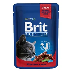 Brit premium Beef Stew & Peas konservai katėms su jautiena ir žirneliais, 100g