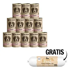 PAKA ZWIERZAKA Jautienos ir silkės ėdalas šunims 12 x 400g + Jautienos dešra šunims 200g NEMOKAMAI