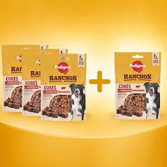 PEDIGREE® Ranchos™ kubeliai su jautiena 3x70g + 70g NEMOKAMAI