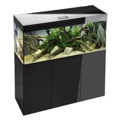 Glossy 150 ST Day&amp;Night akvariumas stačiakampis, juodas, 150x50x63 cm, 3x17 LED