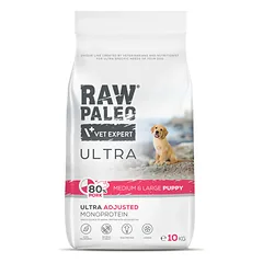 RAW PALEO Ultra sausas maistas vidutinių ir didelių veislių augantiems šuniukams su kiauliena 10 kg