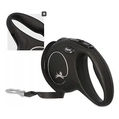 Automatinis „FLEXI New Classic M“ pavadėlis šunims iki 25 kg, juostinis, 5 m, juodas — 4 nuotrauka