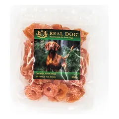 Real Dog SNACKS Minkšti vištienos file žiedai 500g