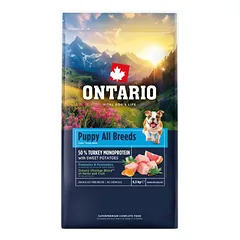 Ontario Puppy & Junior Monoprotein su kalakutiena ir batatais, sausas maistas šuniukams 6,5 kg