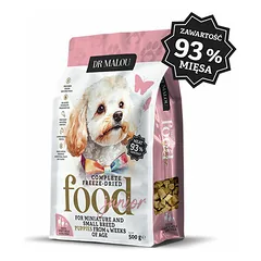 Dr Malou Dog Small Puppy liofilizuotas pilnavertis maistas su antiena, ožkos pienu ir kiaušinio trynių šuniukams 500 g — 4 nuotrauka