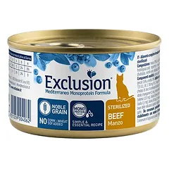 Exclusion Mediterraneo Mono Protein konservuotas pašaras sterilizuotoms katėms su jautiena, 85 g
