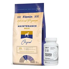 FITMIN Maxi Senior 12kg + LAB-V Geriato Optimum - senjorų sveikata šunims ir katėms 45 kapsulės