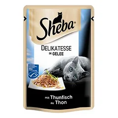 Mars Sheba Delicato porcijų pakeliai drebučiuose, drėgnas maistas katėms 24 x 85 g