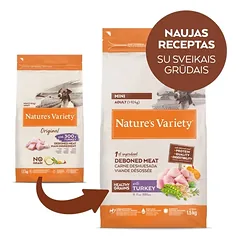 Nature’s Variety Healthy Grain Adult Mini su kalakutiena – sausas maistas mažų veislių šunims, 1,5 kg