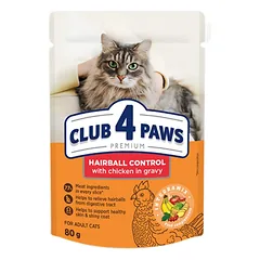 Club 4 Paws Hairball Control konservai katėms su vištiena padaže, 80g * 24vnt.