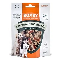 Boxby Calcium Duo Bones skanėstas šuniukams ir suaugusiems šunims su kalciu, 140 g nuotrauka