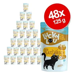 Lucky Lou Adult drėgnas maistas katėms, ekonominė pakuotė 48 x 125 g