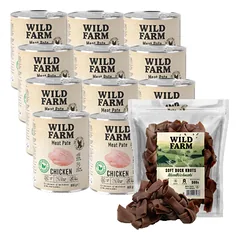 WILD FARM Pate Chicken 12x800g ėdalas šunims be glitimo + nemokamas skanėstas