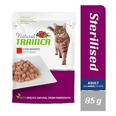 Natural Trainer Sterilised Beef Busta konservai su jautiena suaugusioms sterilizuotoms katėms, 85 g nuotrauka
